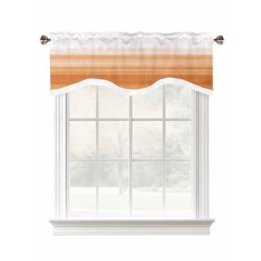 Imagem de Cortinas de franja para janelas laranja branca boho borla swag cortinas saias ombré abstratas cortinas curtas haste bolso tratamento de janela para cozinha sala de estar quarto banheiro decoração