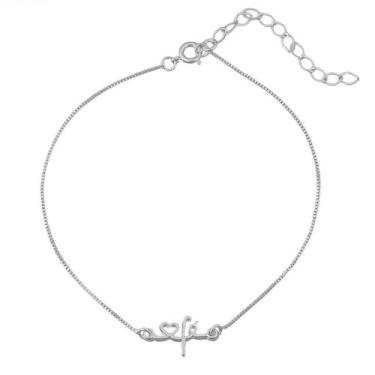 Imagem de Tornozeleira Fé Folheada Prata 925 Legítima - Papillon Semi Jóias