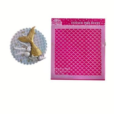 Imagem de SG16 Estêncil escama sereia para confeitaria e artesanato. - confeitar