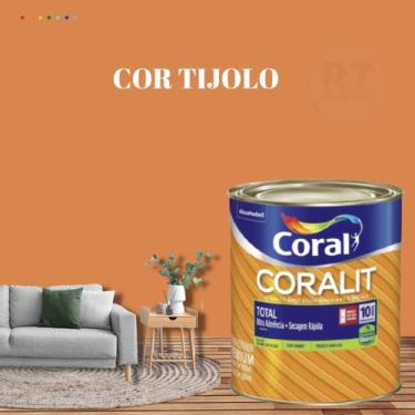 Imagem de Esmalte Sintético Base Água Coral Coralit 800ml Tinta Cor Laranja  Ace