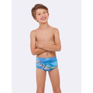 Imagem de Sunga Infantil com proteção UV 50 Pernalonga - Veggi, Azul, 12, Menino