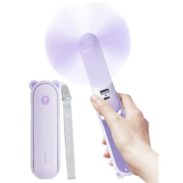 Imagem de JISULIFE Ventilador portátil com Powerbank de 4500 mAh máx. 37 horas de funcionamento, bolso portátil operado por bateria ou ventilador pessoal dobrável alimentado por USB, 3 velocidades, presentes