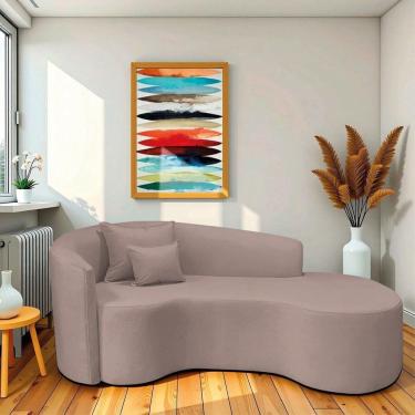 Imagem de Recamier Curvo Orgânico 180cm 3 Lugares Lado Direito para Sala de Estar Linho Londres Rose