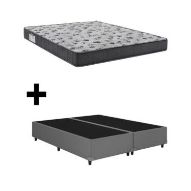 Imagem de Cama Base Box Casal Bipartido Cinza Colchão ISO 100 D33 - Ortobom