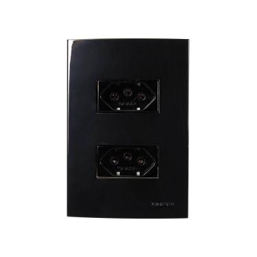 Imagem de Tomada Dupla Margirius Sleek 2p+t 10a Com Placa 4x2 Preto Ebony
