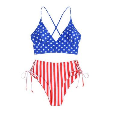 Imagem de Conjunto de tanquíni ZAFUL, maiô feminino com nervuras e corte alto