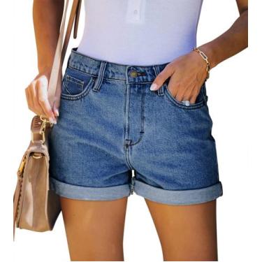 Imagem de Shorts Onlypuff Boyfriend Jean para mulheres de cintura alta S