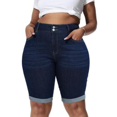 Imagem de Shorts jeans Gocolloa, cintura alta, elásticos, plus size, femininos