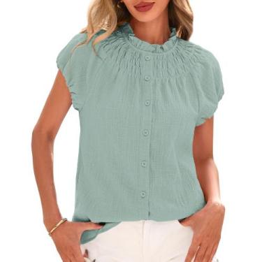 Imagem de Blusas casuais, roupas elegantes de verão, blusa feminina BTFBM, verde