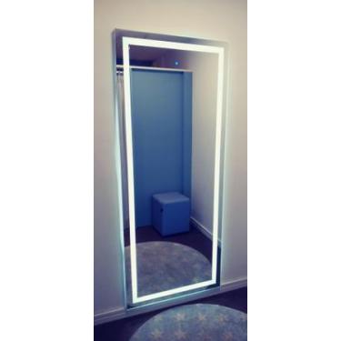 Imagem de Espelho para corpo todo Iluminação led 3 cores com botão touch liga e 