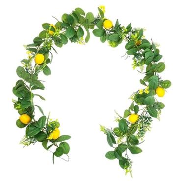 Imagem de XLWLLNJ Guirlanda de limão artificial, guirlanda de flores suspensas, frutas artificiais, flores artificiais, verde para escada, lareira de Páscoa, Style a