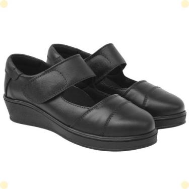 Imagem de Sapato Feminino Anabela Couro Legítimo Confortável Slip On - Slz Calça