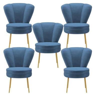 Imagem de Kit 5 Cadeiras para Sala de Espera Moderna Recepção Resistente Pés de Ferro MOBLAN decor (Azul)