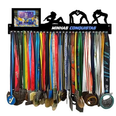 Imagem de Porta Medalhas Jiu Jitsu Masculino com Porta Retrato 61cm Comprimento