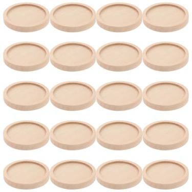 Imagem de DOITOOL 50 peças de bandejas redondas de madeira, diâmetro externo, diâmetro interno, bases de artesanato cáqui para fazer joias personalizadas, acessórios de berloques faça você mesmo