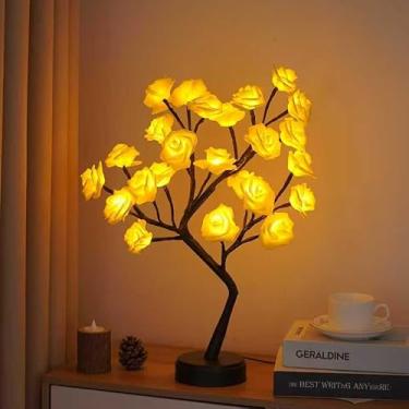 Imagem de Lâmpada LED para árvore de flor rosa (alimentado por bateria ou adaptador USB), mesa de cabeceira, adequada para sala de estar, quarto, escritório, presente para o dia das mães, aniversário