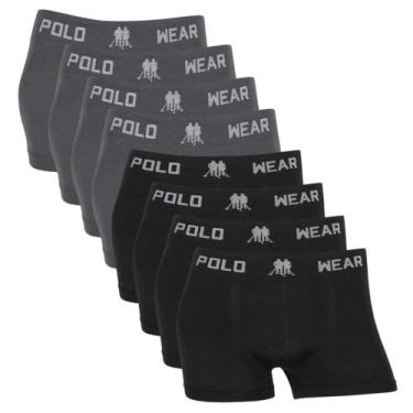 Imagem de Kit 8 cueca infantil polo wear, 4 chumbo, 4 preto, G
