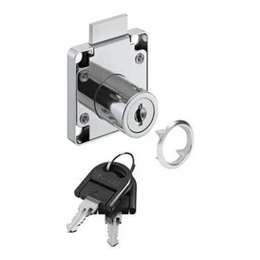 Imagem de 2X Fechadura Para Gaveta 22Mm Niquelada- Floresta