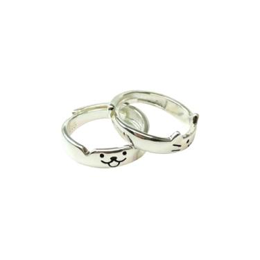 Imagem de yuruyi Anéis combinando para casais - Design de coração romântico | Conjuntos de alianças de noivado ajustáveis para ele e para ela, presentes de Dia dos Namorados, Cobre, Zircônia cúbica