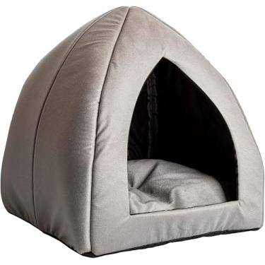 Imagem de Cama Toca 2 em 1 para Gato ou Cão | Design Dobrável, Confortável e Versátil | Para Todas as Estações (CINZA)