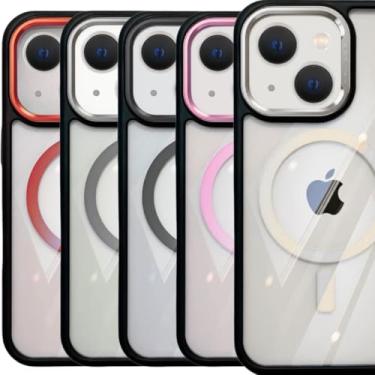 Imagem de Capa iPhone 15 Capinha Celular Premium Magnética em Acrílico Anti Amarelamento (Branca, iPhone 15)