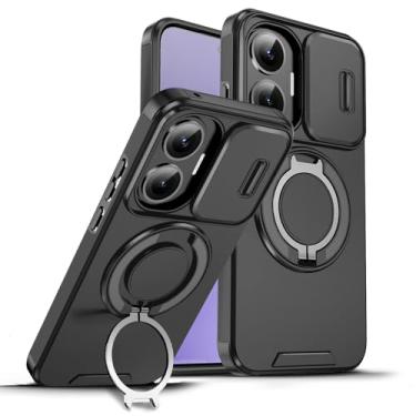 Imagem de MRRSIWEI Capa para Xiaomi Redmi K80 / Poco F7 Pro 5G com capa de câmera deslizante, proteção contra quedas de grau militar, resistente, à prova de choque, com suporte de rotação de 360° para Xiaomi