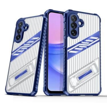 Imagem de SORAKA Capa para Samsung Galaxy A15 5G com suporte PC rígido transparente e TPU flexível antiderrapante texturizado de camada dupla à prova de choque
