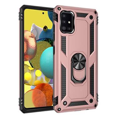 Imagem de SORAKA Capa para Samsung Galaxy A51 5G com suporte de anel capa armadura para Samsung Galaxy A51 5G capa traseira de policarbonato macio com placa de metal para suporte magnético de telefone carro