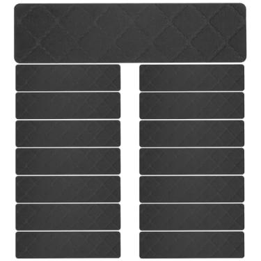 Imagem de WhSunVo 15 peças de tapete de escada à base de fibra adesivo autoadesivo fácil de instalar degraus aderentes degraus antiderrapantes seguros para escadas de madeira (cinza escuro)