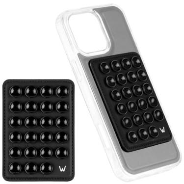 Imagem de Walli Suporte de telefone com ventosa de sucção, acessório aderente de silicone para iPhone, suporte de telefone com sucção forte para uso com mãos livres, preto