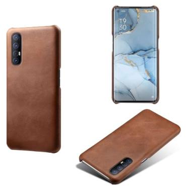 Imagem de Capa para OPPO Find X2 NEO,Proteção contra quedas,Casca de volta de cor sólida simples,Design de couro de imitação de plástico-Brown