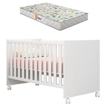 Imagem de Berço Americano Doce Sonho 100 Branco Brilho com Colchão Gazin  Qmovi