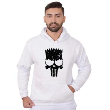 Imagem de Blusa Moletom Bart Masculina Caveira Com Bolso e Capuz Branco - Method
