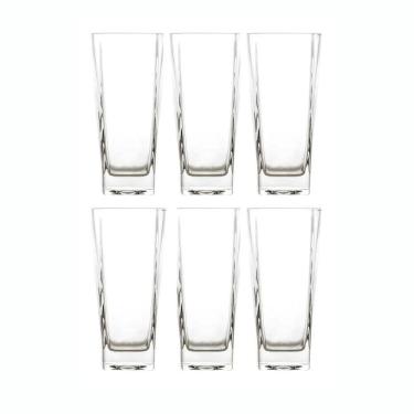 Imagem de Jogo De 6 Copos Altos De Vidro 315ml Quadrado Dolce Home