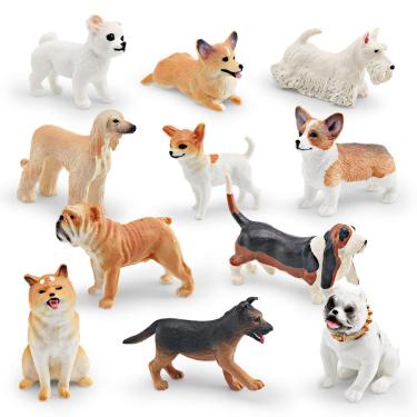 Imagem de Conjunto de bonecos de cães em miniatura realistas de animais de PVC, 11 unidades