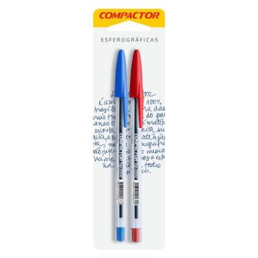 Imagem de Caneta Esferográfica Compactor Top Azul e Vermelha, UNICA