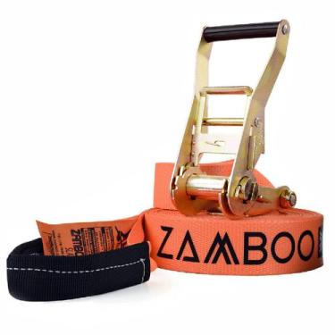Imagem de Slackline Zamboo Kit StartLine 15m Laranja Com Catraca Reforçada Supor