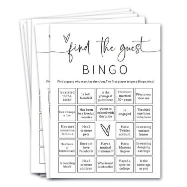Imagem de Cartões de jogo Bridal Shower Bingo, 25 unidades, Wybgno pré-preenchid