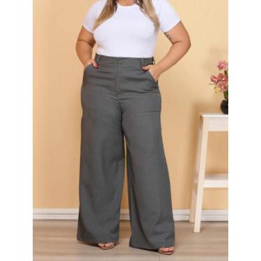Imagem de Calça Pantalona PLUS SIZE Alfaiataria Feminina com Cinto Zara Eleganci