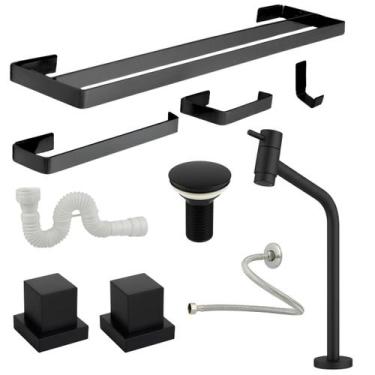 Imagem de Kit De Acessórios Banheiro Duplo Casal Acabamento de Registro Padrão D