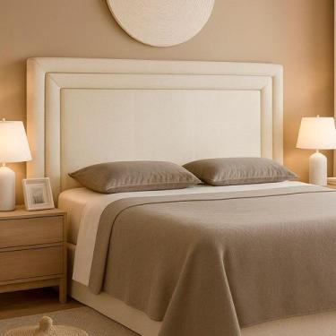 Imagem de Cabeceira para Cama Box King 219cm Phili Lisa Bouclé Nobre Off White -
