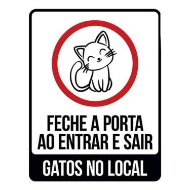Imagem de Kit 10 Placas Fecha Porta Entrar Sair Gatos Local 36X46