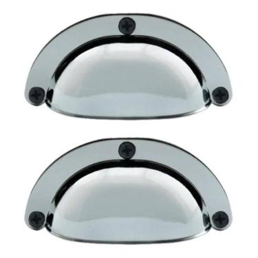 Imagem de 02 Puxador Móveis Concha Retrô Metal Peq Colonial Cromado