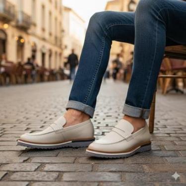 Imagem de Sapato Mocassim em Couro Legítimo Artesanal Estilo Loafer Confortável-Masculino