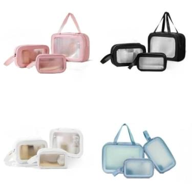 Imagem de Necessaire Bolsa Portátil Transparente Para Viagem Cosméticos Produtos De Higiene Pessoal (Cor aleatória)