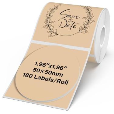 Imagem de YIKIADA Etiquetas térmicas marrons de vinil circular de 5 cm adesivos redondos autoadesivos adesivos compatíveis com M110/M220 180 peças