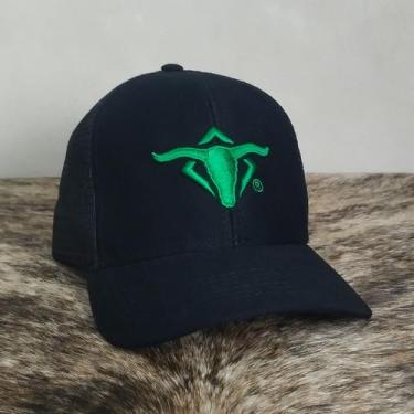 Imagem de Boné Country Telinha Aba Torta Texanos Rodeio Preto Verde