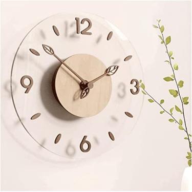 Imagem de Relógio de parede silencioso relógio de parede interno criativo relógio de parede redondo silencioso sem tique-taque moderno operado por bateria relógios de parede de madeira para quarto decoração de