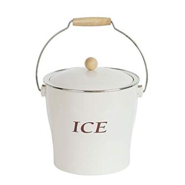Imagem de Baldes de gelo isolados balde de gelo engrossado balde de champanhe de metal doméstico cerveja bebida balde de gelo camada dupla com tampa 3. 4L balde refrigerador cerveja champanhe (cor: branco)