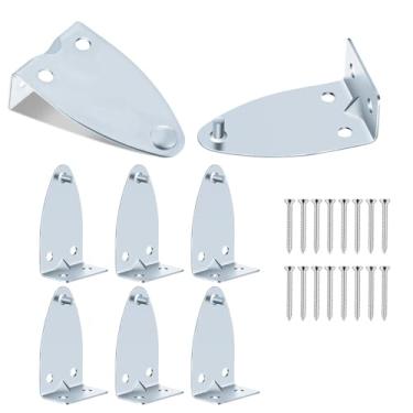 Imagem de Gtziqa 8 peças de suportes de fixação de metal, suportes prateados, suportes de fixação de trilho inferior, substituições com parafusos para persianas horizontais persianas portas